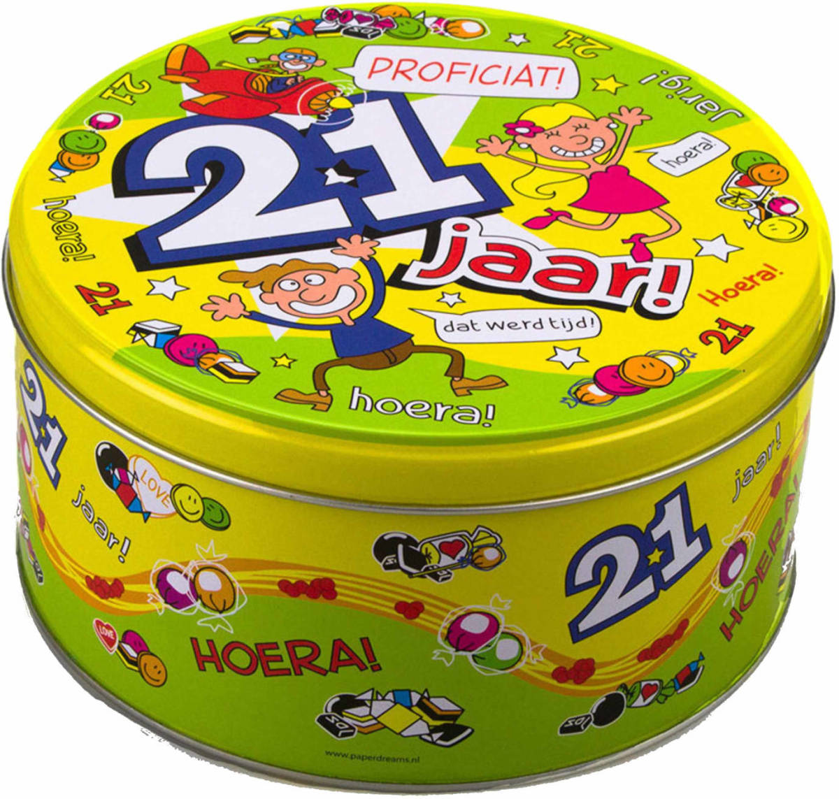 Paperdream 21 Jaar Snoeptrommel/voorraadtrommel Cadeau Voor 21e Verjaardag - Cadeau Blikken