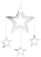 Bellatio Decorations Kerst Sterren Hangdecoratie Zilver 60 X 45 Cm - Hangdecoratie