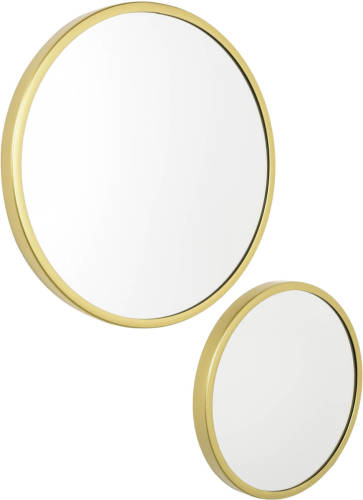 Loft42 Mirror Spiegels Rond Goud Set Van 2 - Metaal - Ø45 & Ø35