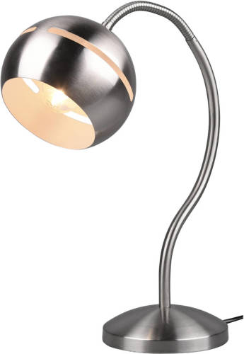 BES LED Led Bureaulamp - Trion Flatina - E14 Fitting - Dimbaar - Flexibele Arm - Rond - Mat Nikkel - Aluminium