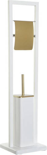 Items Toiletborstel Met Toiletrolhouder Wit/goud Metaal 80 Cm - Toiletborstels