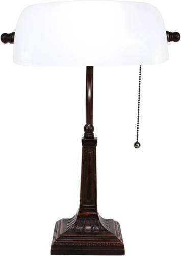 Clayre & Eef Witte Bureaulamp Wit 26*16*40 Cm E27/max 1*40w 5ll-5686