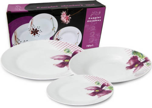 Bella Fiore Premium 18 Delige Bordenset Van Porselein Met Elegante Bloem Ar-48