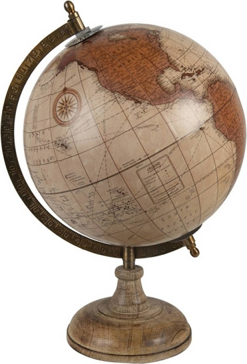 Clayre & Eef Beige Wereldbol/globe 22*22*37 Cm 64920