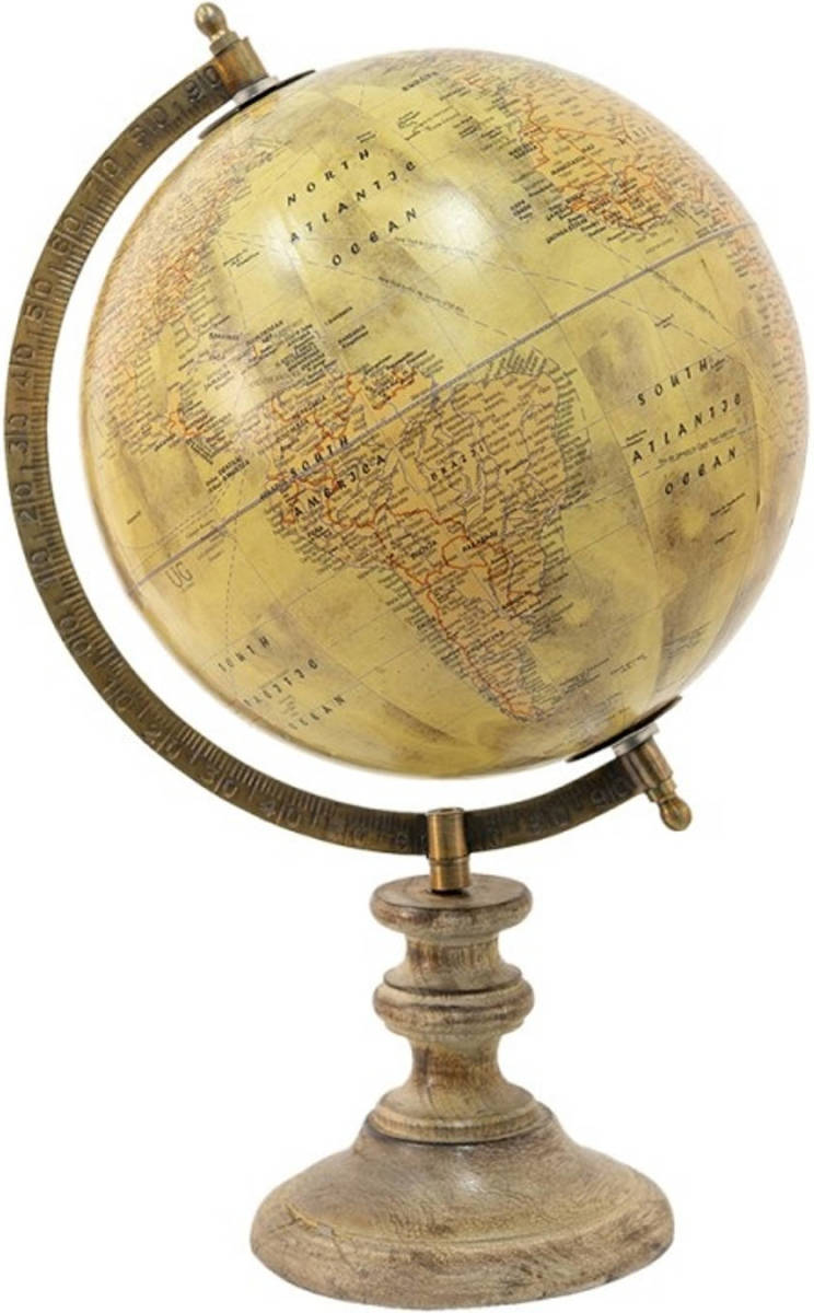 Clayre & Eef Beige Wereldbol/globe 22*22*37 Cm 64931