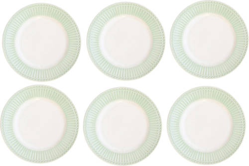 6x GreenGate Ontbijtbord Alice Licht Groen Ø 23 Cm - Set Van 6 Stuks