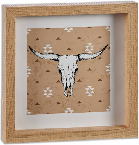 WAYS Giftdecor Fotolijst Bull Skull 22 X 2,5 Cm Hout Naturel/bruin