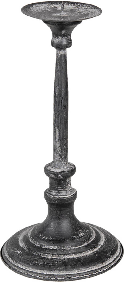 Clayre & Eef Kandelaar Ø 14x30 Cm Zwart Ijzer Kaarsenstandaard Kaarsenhouder Zwart Kaarsenstandaard Kaarsenhouder