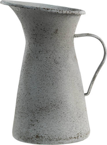 Clayre & Eef Decoratie Kan 15x15x27 Cm Grijs Wit Metaal Plantengieter Grijs Plantengieter