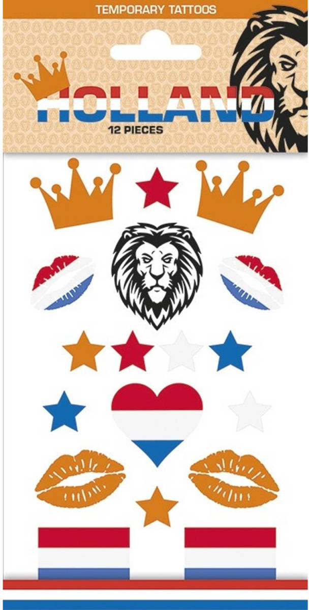 Pakhuis Funny Products Neptattoos Holland Papier Oranje/blauw 12 Stuks