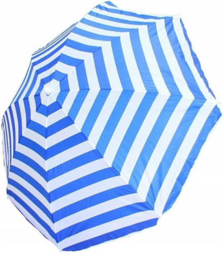 Trendoz Blauw/wit Gestreepte Strand/camping Parasol 165 Cm - Parasols
