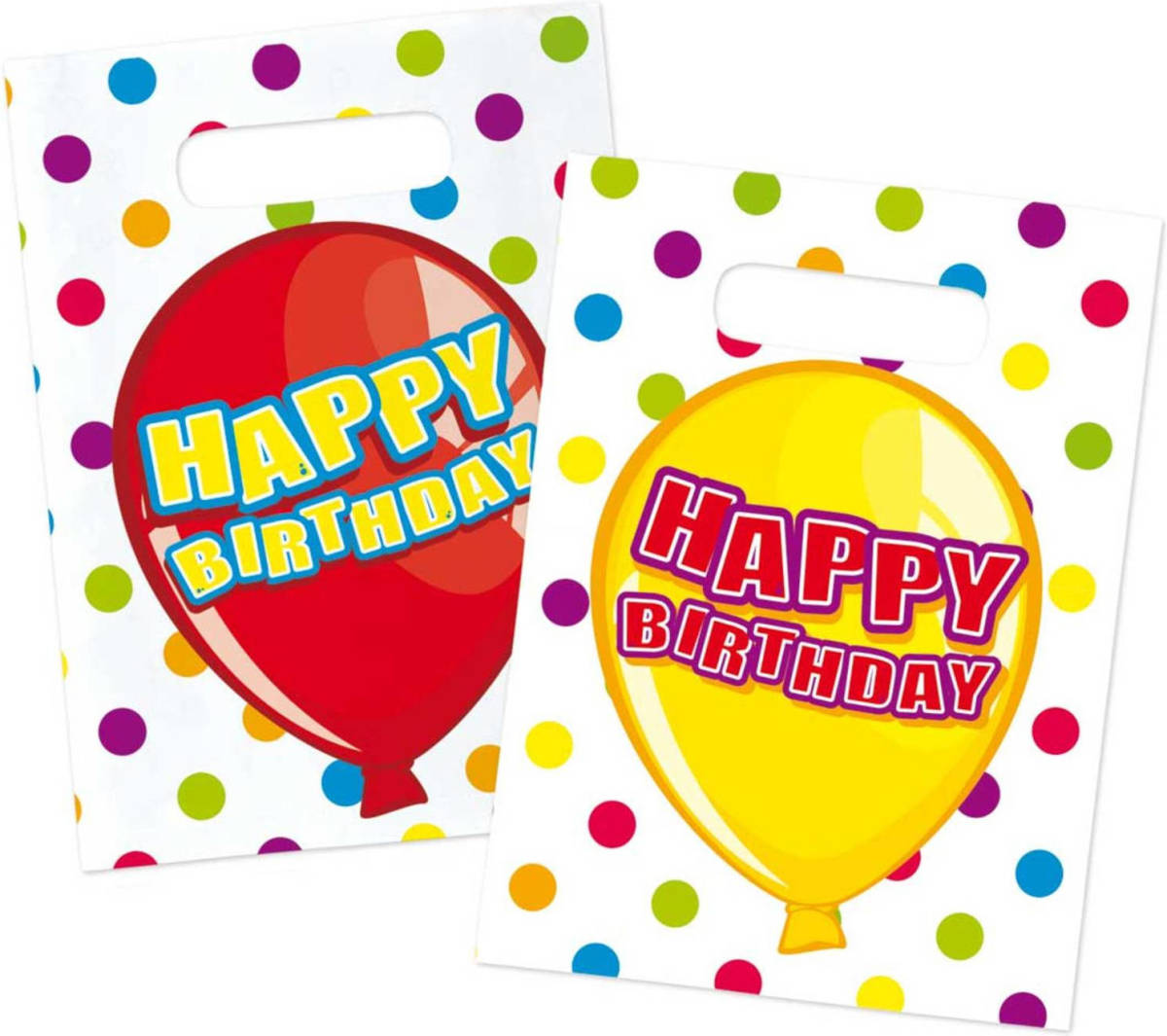 Folat Uitdeelzakjes Happy Birthday 17 Cm Wit/rood 6 Stuks