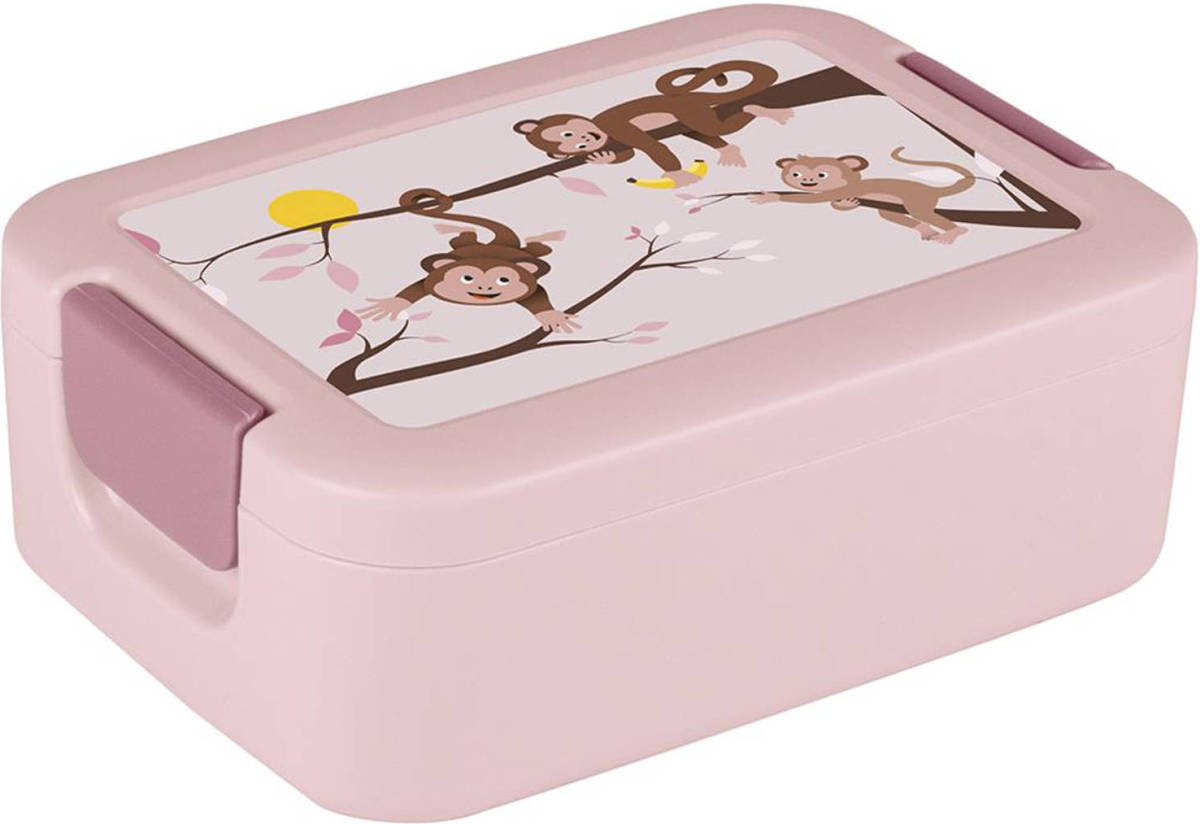 Sunware - Sigma Home Food To Go Broodtrommel Aap Roze - 17 X 12,3 X 6,1 Cm