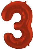 Folat Folieballon Cijfer 3 Metallic Mat 86 Cm Rood