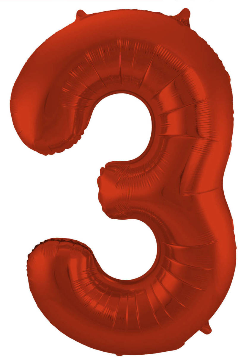 Folat Folieballon Cijfer 3 Metallic Mat 86 Cm Rood