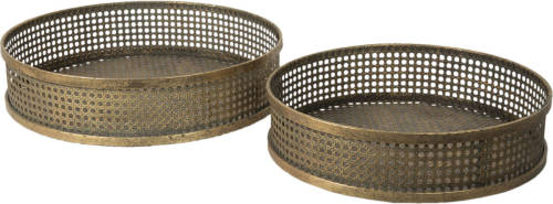 Clayre & Eef Koperkleurig Dienblad (Set Van 2) Ø 45*10 / Ø 40*10 Cm 6y4547