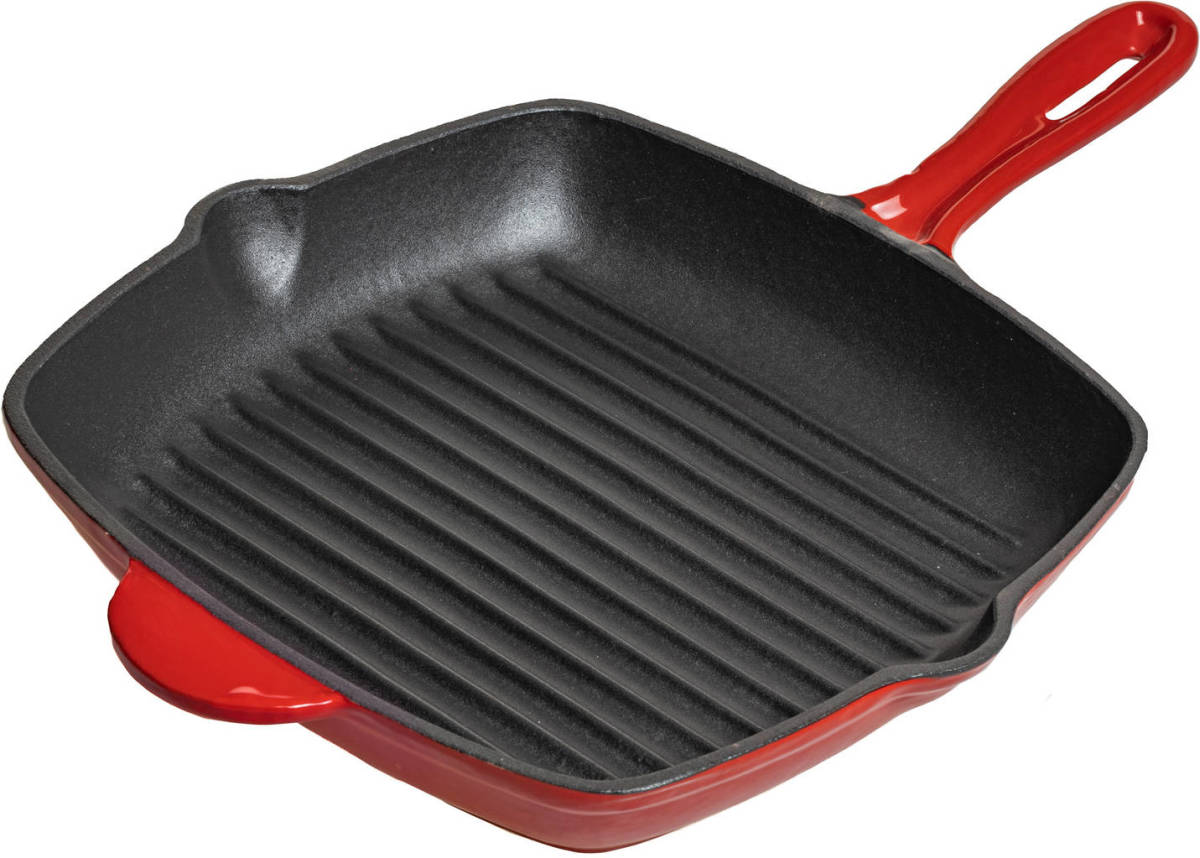 Blackwell Grillpan Gietijzer - Rood - 27 X 27 Cm - Zonder Anti-aanbaklaag