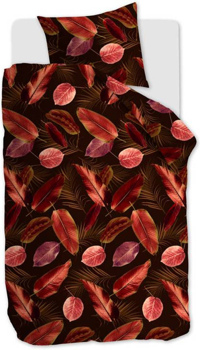 Ambiante Cordyline Dekbedovertrek - 1-persoons (140x200/220 Cm + 1 Sloop) - Katoen Satijn - Red