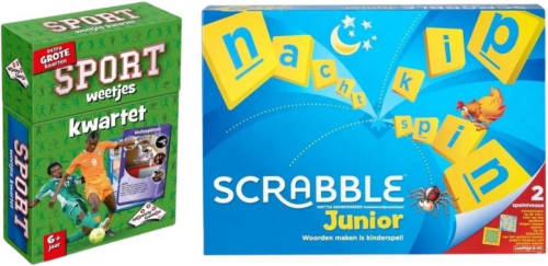 Spellenbundel - 2 Stuks - Kwartet Sport Weetjes & Mattel Scrabble Junior