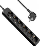 Allteq - Stekkerdoos - 6-voudig - Zwart - 3 Meter