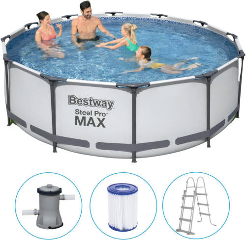 Bestway - Steel Pro Max - Opzetzwembad Inclusief Filterpomp En Zwembadtrap - 366x100 Cm - Rond