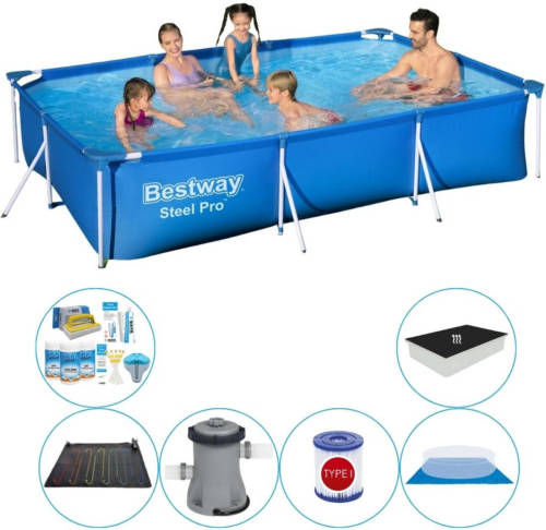 Zwembad Combinatie Set - Bestway Steel Pro Rechthoekig 300x201x66 Cm