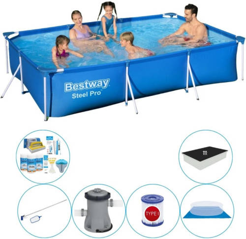 Zwembad Combinatie Pakket - Bestway Steel Pro Rechthoekig 300x201x66 Cm