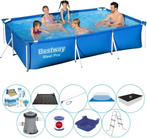 Deluxe Zwembad Set - Bestway Steel Pro Rechthoekig 300x201x66 Cm