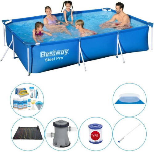 Zwembad Combi Deal - 7-delig - Bestway Steel Pro Rechthoekig 300x201x66 Cm