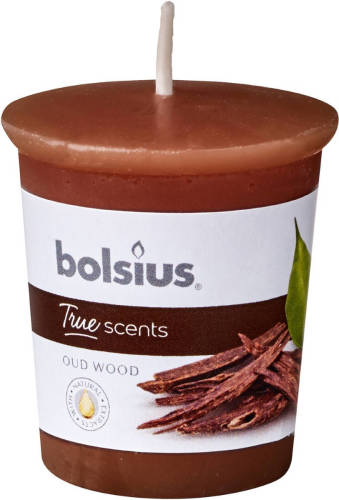 Bolsius 3 Stuks Votive 53/45 Rond True Scents Oud Wood