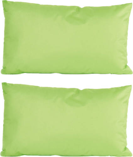 Anna's Collection 2x Stuks Bank/sier Kussens Voor Binnen En Buiten In De Kleur Groen 30 X 50 Cm Tuinkussens Voor Buite - Sierkussens