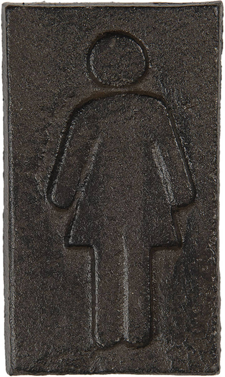 Clayre & Eef Wc Bordje Dames 6x11 Cm Bruin Ijzer Rechthoek Toilet Bordje Tekstbord Wandbord Bruin Toilet Bordje