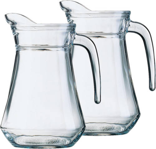 Arcoroc 2x Stuks Glazen Schenkkannen/karaffen 1,3 Liter - Waterkannen