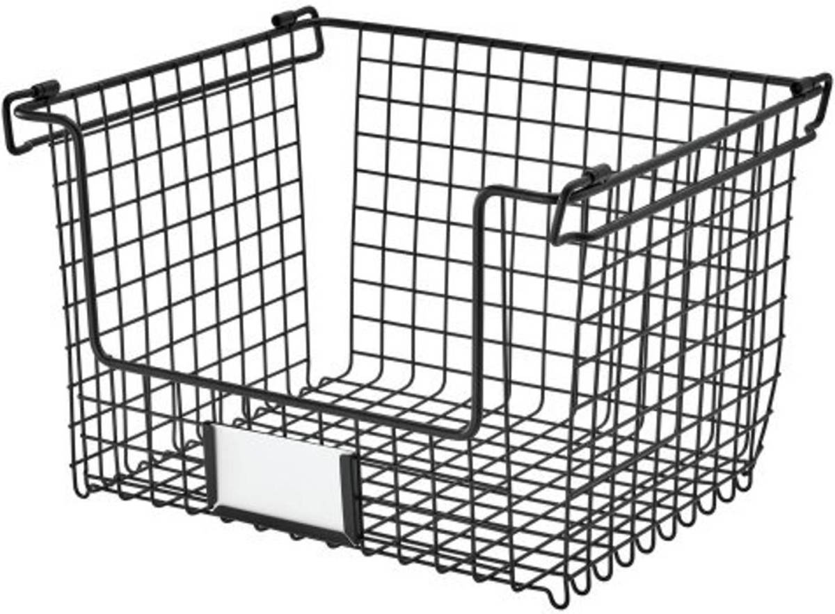 iDesign - Opbergmand, 30.8 X 25.4 X 20.2 Cm, Stapelbaar, Rvs, Zwart - iDesign Classico