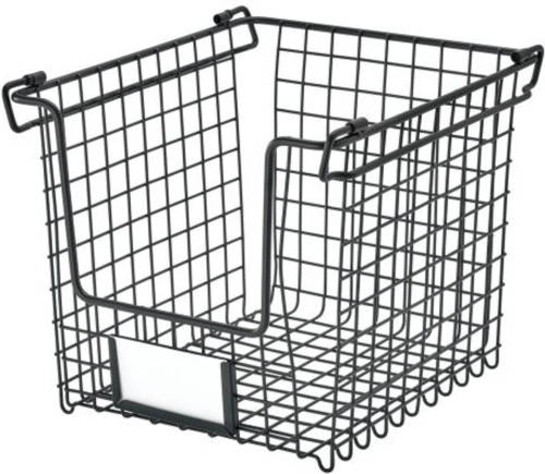 iDesign - Opbergmand, 21.8 X 25.4 X 20.2 Cm, Stapelbaar, Rvs, Zwart - iDesign Classico