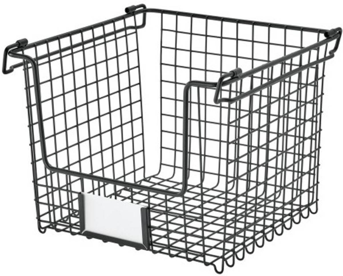 iDesign - Opbergmand, 25.5 X 25.5 X 20.5 Cm, Stapelbaar, Rvs, Zwart - iDesign Classico
