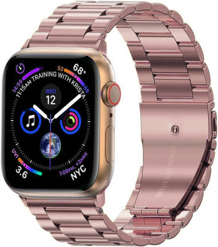 Basey Apple Watch Se (40mm) Bandje Metaal Band Smart Watch Bandje Rvs Apple Watch Se (40mm)- Rose Goud