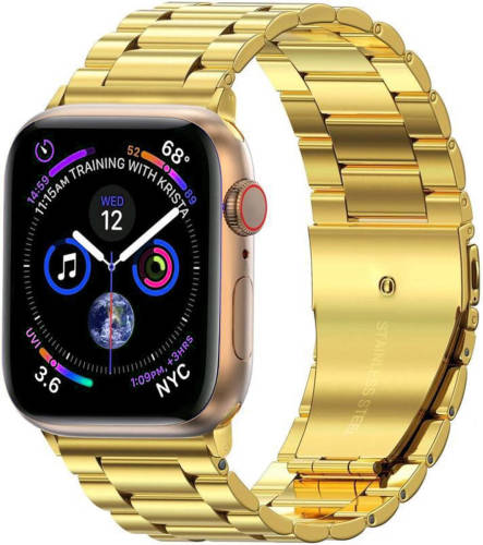 Basey Apple Watch Se (40mm) Bandje Metaal Band Smart Watch Bandje Rvs Apple Watch Se (40mm)- Goud