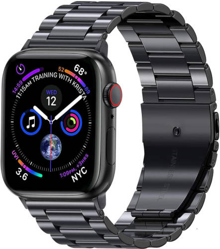Basey Apple Watch Se (40mm) Bandje Metaal Band Smart Watch Bandje Rvs Apple Watch Se (40mm)- Zwart