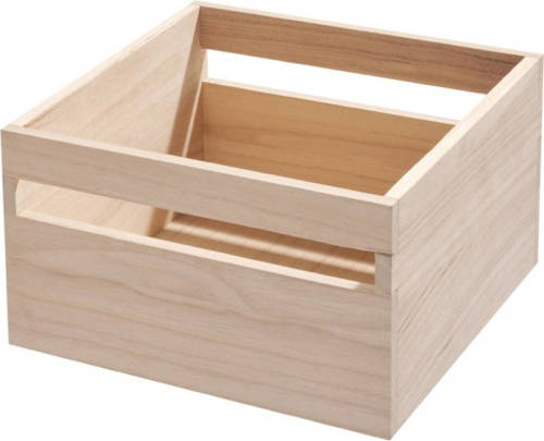 iDesign - Opbergbox Met Handvat, 25.4 X 25.4 X 15.5 Cm, Paulownia Hout - iDesign Eco Wood