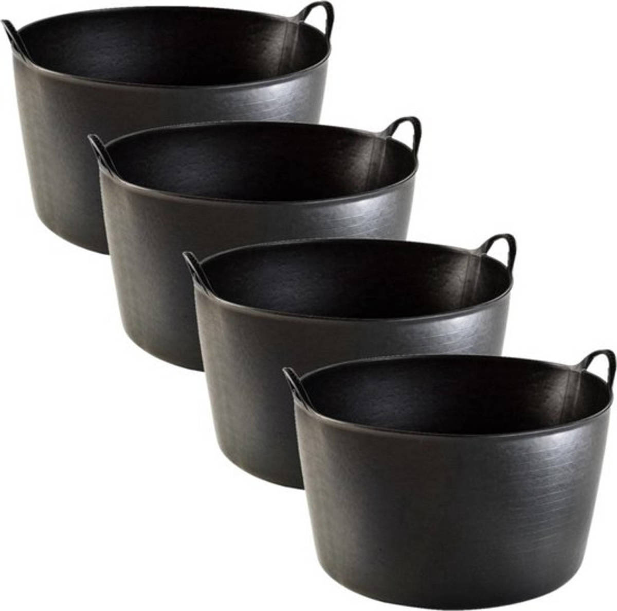 Synx Tools 4 X Flexibele Emmer / Opbergmand Zwart 45 Liter - Multi Pack - Wasmand - Wassorteerder - Wasmanden