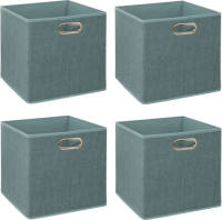 5five Set Van 4x Opbergmand 29 Liter Ijsblauw Linnen 31 X 31 X 31 Cm - Opbergmanden