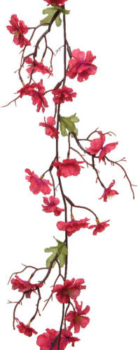 Everlands Kunstbloem/bloesem Takken Slinger - Fuchsia Roze - 187 Cm - Kunstplanten