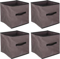 5five Set Van 4x Opbergmand 29 Liter Taupe 31 X 31 X 31 Cm - Opbergmanden