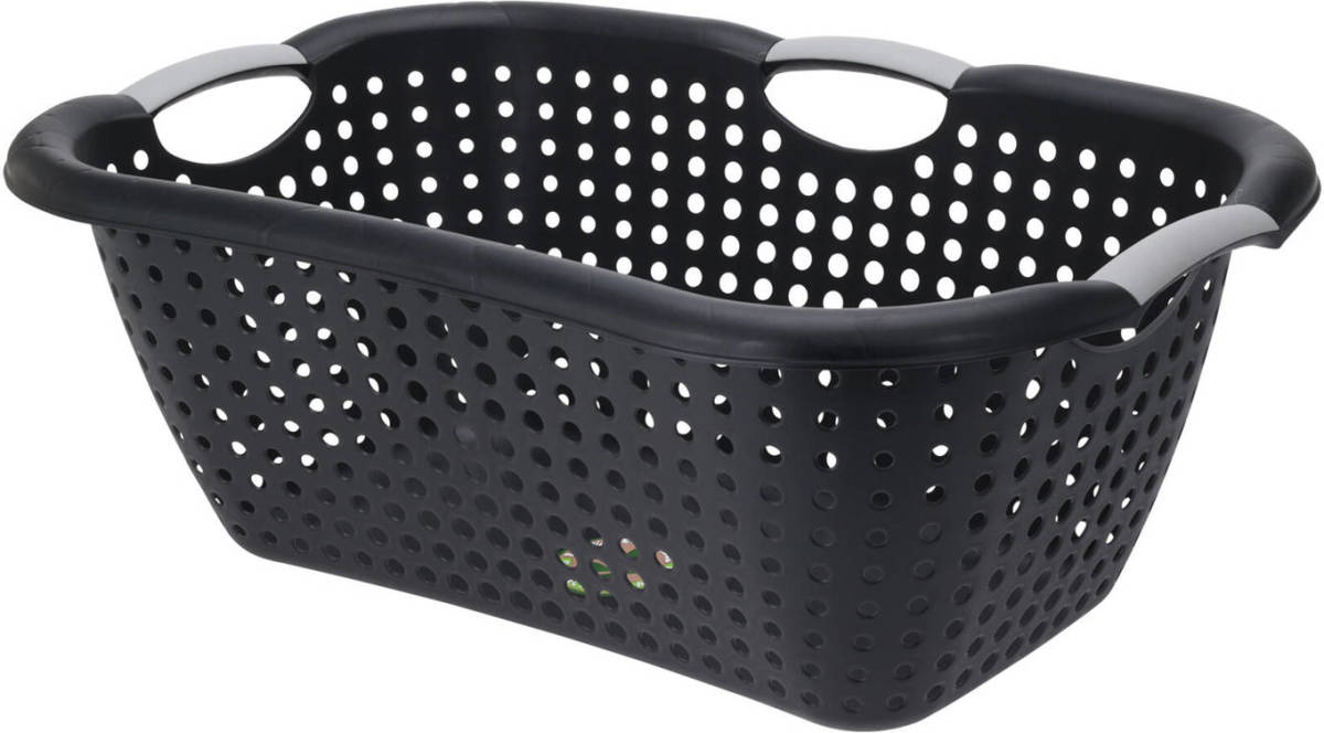 Bathroom Solutions Storage Solutions Wasmand Met Handvatten - Zwart - Kunststof - 26 Liter - Wasmanden
