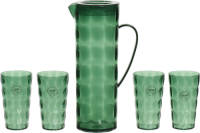 Decoris Waterkan/karaf Set Incl. 4 Bekers - 1,7l - Kunststof - Groen - Schenkkannen