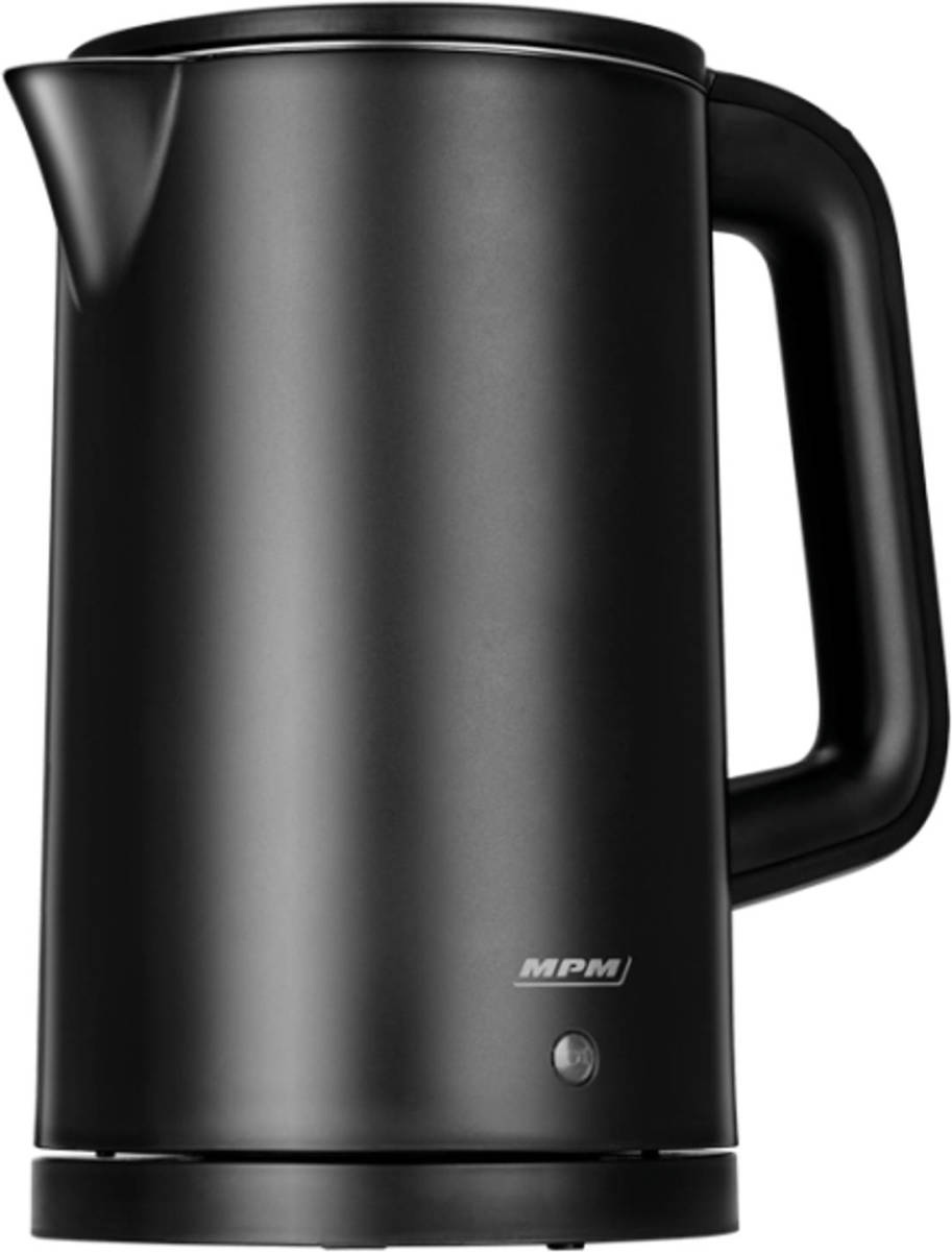MPM - Draadloze Dubbelwandige Waterkoker 1,7 Liter - Stil In Gebruik - Mat Zwart