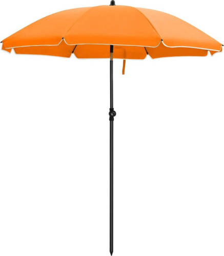 Acaza Stok Parasol, 160 Cm Diamter, Ronde / Achthoekige Tuinparasol Van Polyester, Kantelbaar, Met Draagtas - Oranje