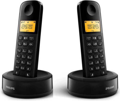 Philips Draadloze Dect-telefoon Met 2 Handset Met Groot Display 4,1 Cm En Nummerherkenning - Zwart
