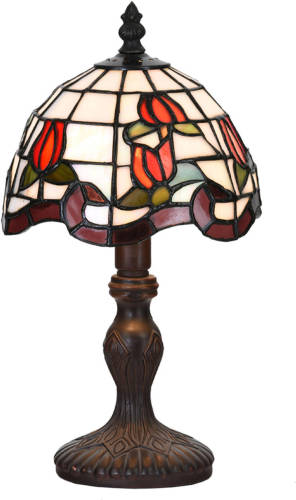 HAES deco - Tiffany Tafellamp Rood, Groen, Wit Ø 18x32 Cm Fitting E14 / Lamp Max 1x25w